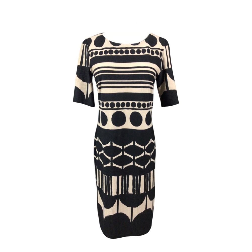 RRML Black & Cream Geometric Knit Sheath Dress Sz 6
